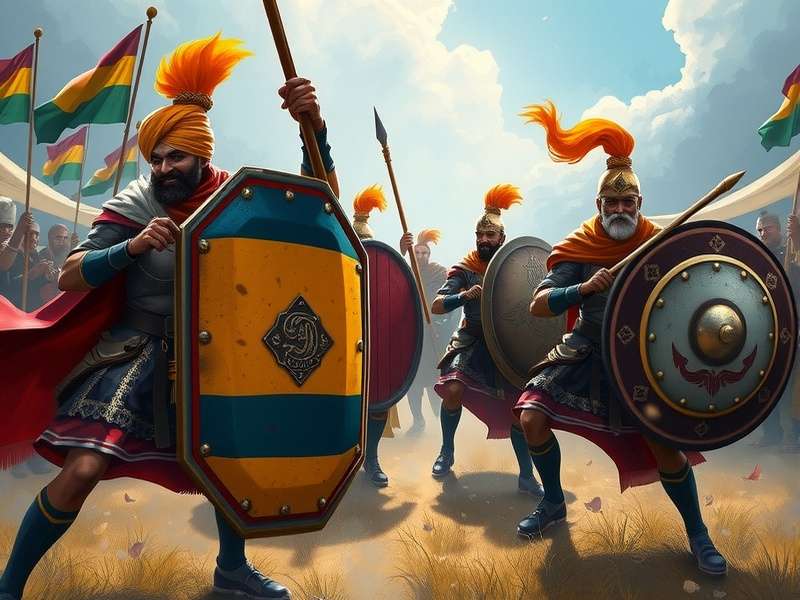 Sikh Shield Bearers Battle Scene